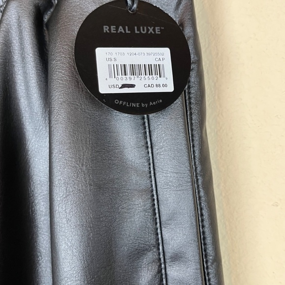 NWT Offline by Aerie Real Luxe Faux Leather Wide Leg Black Pants; Size S - Picture 3 of 8